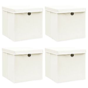 vidaXL Storage Boxes with Lids 4 pcs White 32x32x32 cm Fabric