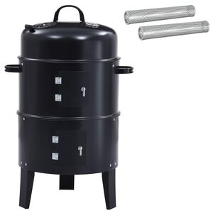vidaXL Outdoor Grill &Oslash; 40 x 80 cm Steel Black