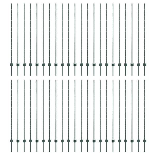 vidaXL Fence Posts Height Adjustable Manual 44 pcs Green 200 cm Steel