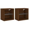 vidaXL Bedside Cabinets with LED Lights Wall-mounted 2 pcs Brown Oak