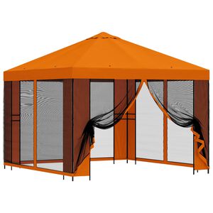 vidaXL Garden Gazebo with Sidewalls 3 x 3 m Orange Polyester and Steel
