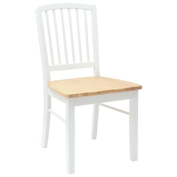 vidaXL Dining Chairs 2 pcs White 50 x 52.5 x 91 cm Solid Rubber Wood