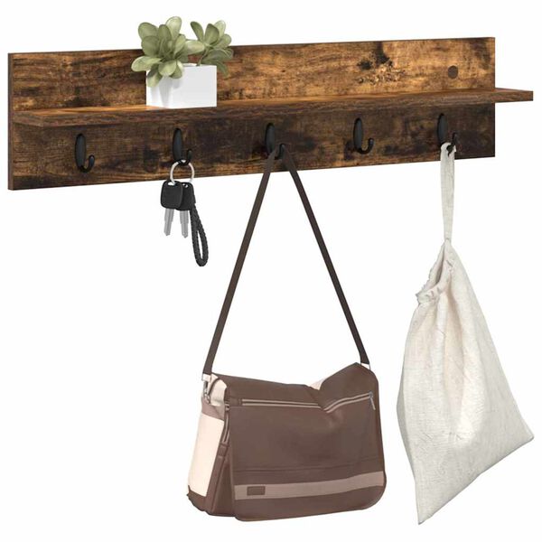 vidaXL Wall-Mounted Coat Rack Smoked Oak 80 x 10.5 x 18 cm