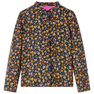 vidaXL Kids' Shirt with Band Collar Navy 104