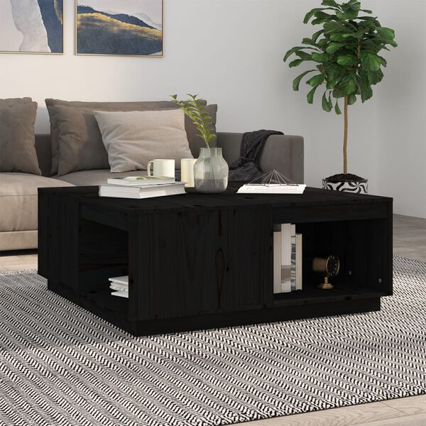 vidaXL Coffee Table Black 100x101x40.5 cm Solid Wood Pine