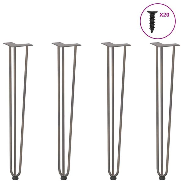 vidaXL hairpin legs for console tables for Console Table 4 pcs Natural Steel 72 cm Solid Steel
