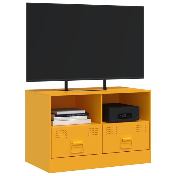 vidaXL TV Cabinet Mustard Yellow 67x39x44 cm Steel