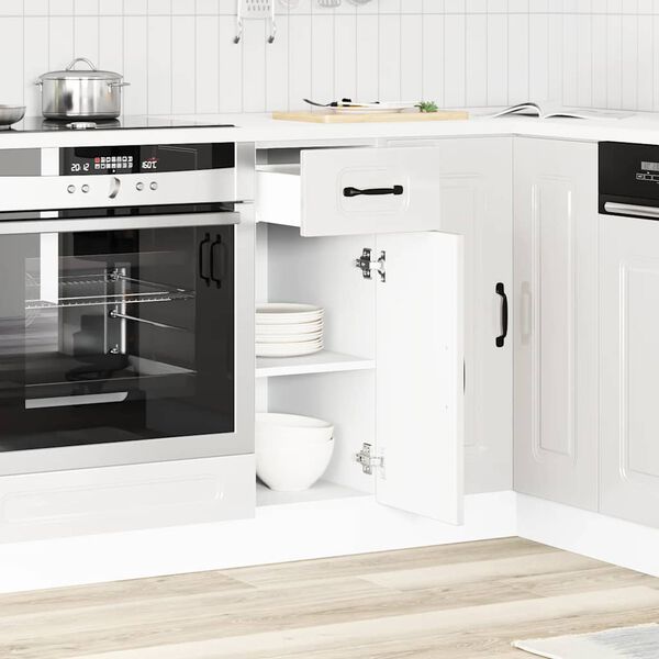 vidaXL Kitchen Base Cabinet Kalmar High Gloss White Engineered Wood