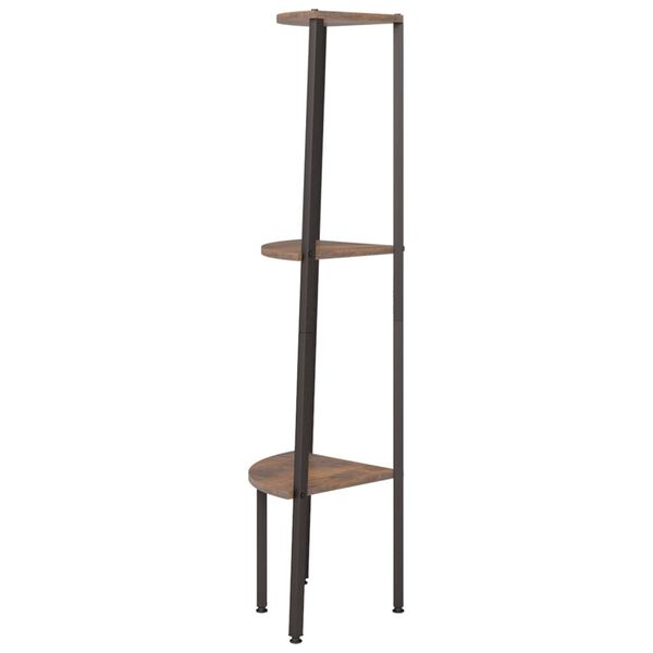 vidaXL 3-Tier Corner Shelf Dark Brown and Black 45.5x31.5x120 cm