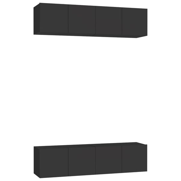vidaXL TV Cabinets 4 pcs Black 60x30x30 cm Engineered Wood