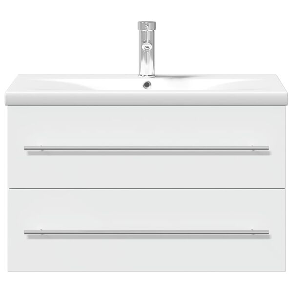 vidaXL Bathroom Sink Cabinet with Built-in Basin White