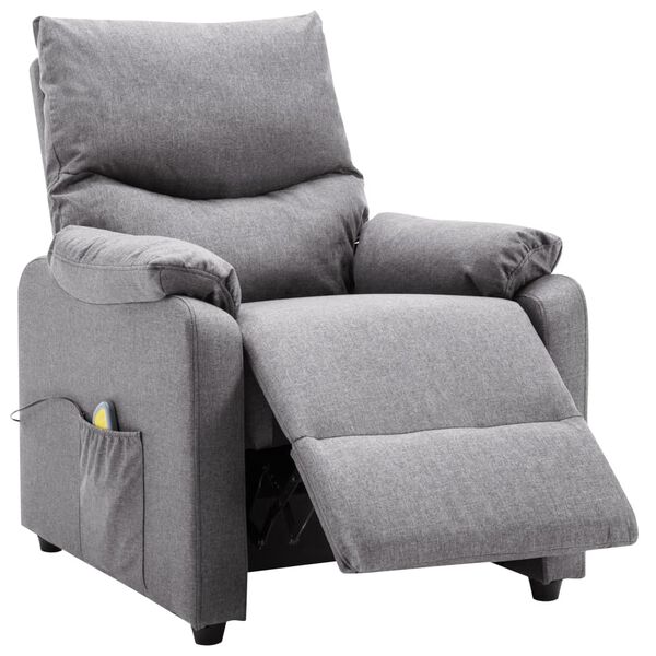 vidaXL Massage Chair Light Grey Fabric