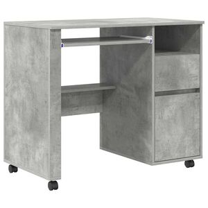 vidaXL Desk with Wheels Concrete Grey 91 x 50 x 77 cm Engineered Wood