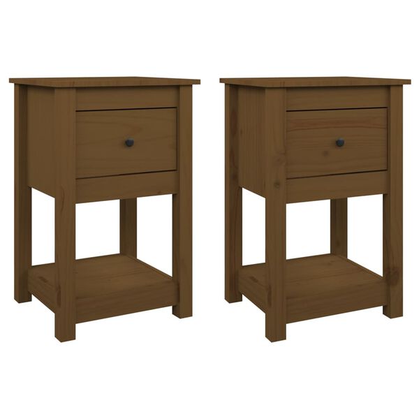 vidaXL Bedside Cabinets 2 pcs Honey Brown 40x35x61.5cm Solid Wood Pine