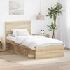 vidaXL Bed Frame with Headboard Sonoma Oak 90 x 200 cm Solid Pine Wood