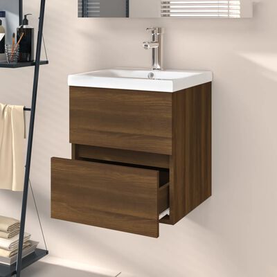 vidaXL Sink Cabinet Brown Oak 41x38.5x45 cm Engineered Wood