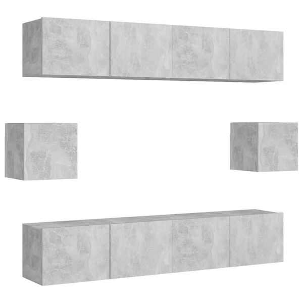 vidaXL 6 Piece TV Cabinet Set Concrete Grey Engineered Wood