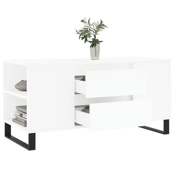 vidaXL Coffee Table White 102x44.5x50 cm Engineered Wood
