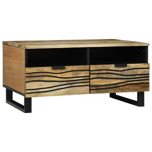 vidaXL Coffee Table Brown and Black 80 x 54 x 40 cm Solid Acacia wood