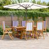 vidaXL 7 Piece Garden Dining Set Blue and White Fabric and Solid Wood