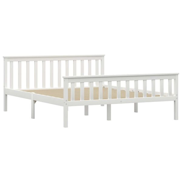 vidaXL Bed Frame without Mattress White Solid Pine Wood 160x200 cm