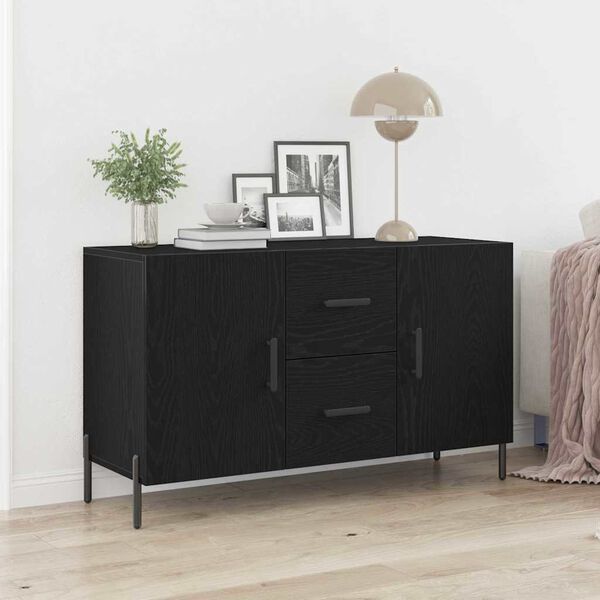 vidaXL Sideboard Black Oak 100 x 36 x 60 cm Engineered Wood