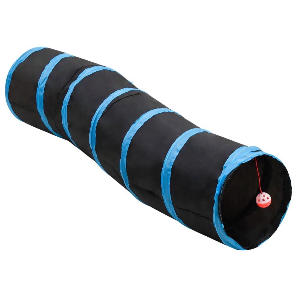 vidaXL S shaped Cat Tunnel Black and Blue 122 cm Polyester vidaXL