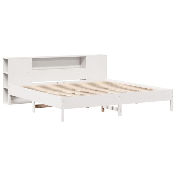 vidaXL Bookcase Bed without Mattress White 200x200 cm Solid Wood Pine