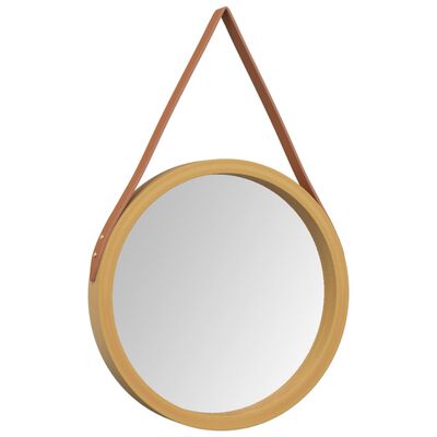 vidaXL Wall Mirror with Strap Gold Ø 35 cm