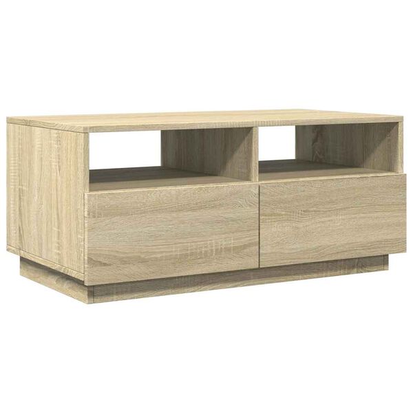 vidaXL Coffee Table with LED Lights Sonoma Oak 90x49x40 cm