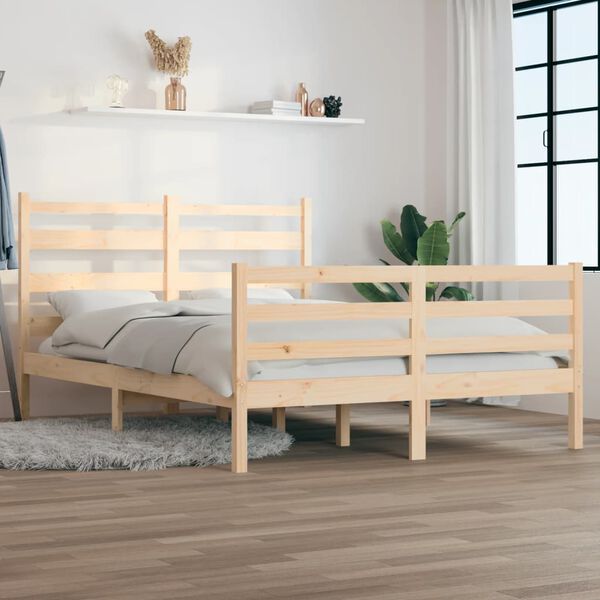 vidaXL Bed Frame without Mattress Solid Wood Pine 140x200 cm
