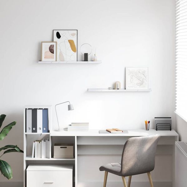 vidaXL Wall Shelf 2 pcs White Marble 80 x 9 x 3 cm Engineered Wood