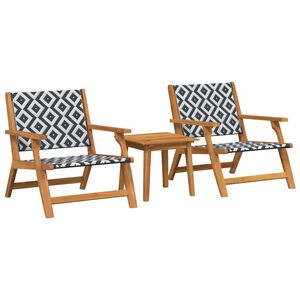 vidaXL Garden Chairs with Table 3 pcs Black and White