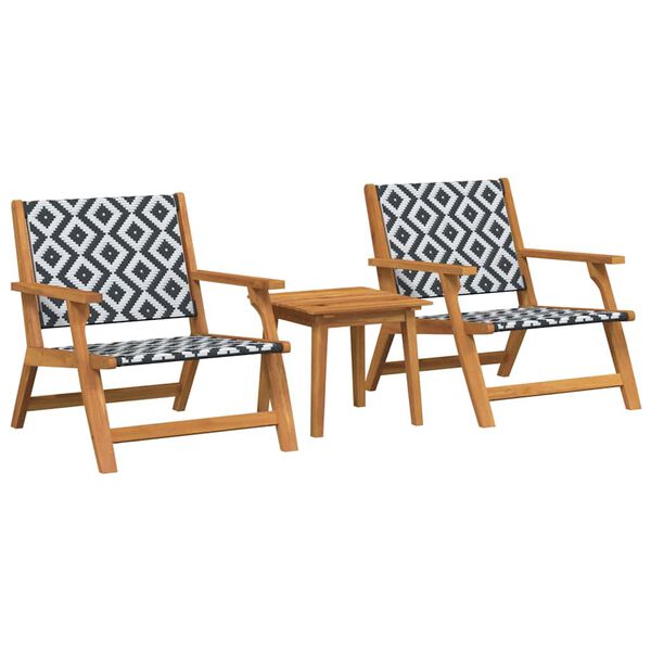 vidaXL Garden Chairs with Table 3 pcs Black and White