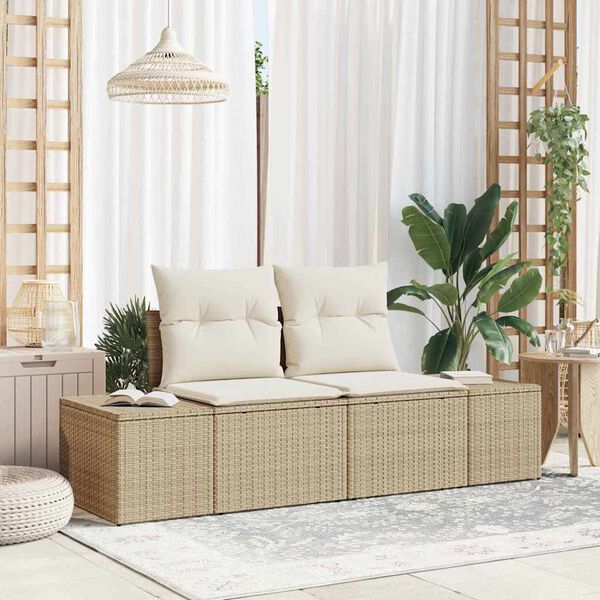 vidaXL Garden Sofa Beige 123 x 62 x 69cm Poly Rattan