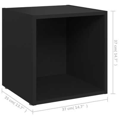 vidaXL TV Cabinets 2 pcs Black 37x35x37 cm Engineered Wood