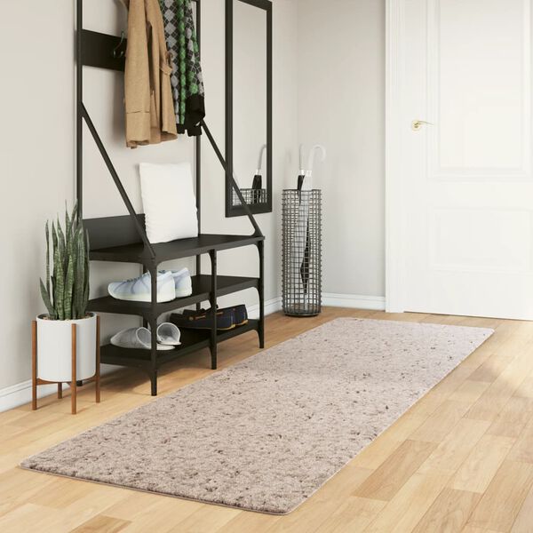 vidaXL Shaggy Rug PAMPLONA High Pile Modern Beige 80x250 cm