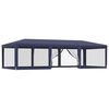 vidaXL Party Tent with 8 Mesh Sidewalls Blue 9x4 m HDPE
