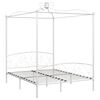 vidaXL Canopy Bed Frame without Mattress White Metal 180x200 cm Super King