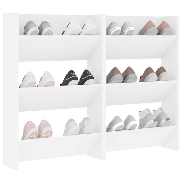 vidaXL Wall Shoe Cabinets 2 pcs White 60x18x90 cm Engineered Wood
