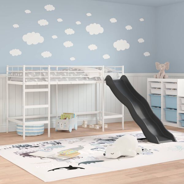 vidaXL Kids'Loft Bed Frame with Slide White and Anthracite