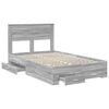 vidaXL Bed Frame with Drawer Grey Sonoma 135 x 190 cm Engineered Wood