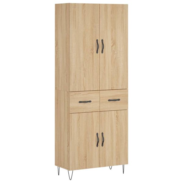 vidaXL Highboard Sonoma Oak 69.5x34x180 cm Engineered Wood