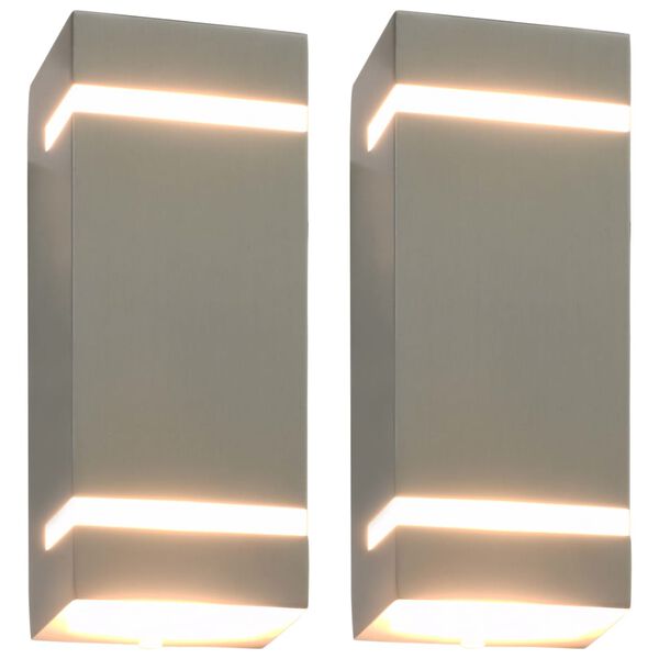 vidaXL Outdoor Wall Lights 2 pcs 35 W Silver Rectangular