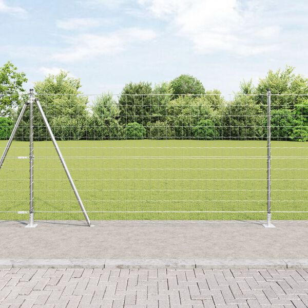 vidaXL Fence with Post Silver 1.2 x 25 m Steel