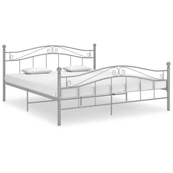 vidaXL Bed Frame without Mattress Grey Metal 140x200 cm