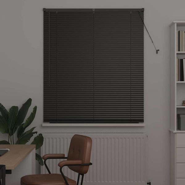 vidaXL Venetian Blinds Height Adjustable Black 175 x 120 cm Aluminium