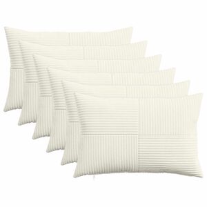 vidaXL Cushion Cover 6 pcs ALMELO Cream 30 x 50 cm Corduroy