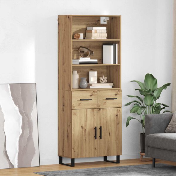 vidaXL Highboard Artisan Oak 69.5 x 34 x 180 cm Engineered Wood