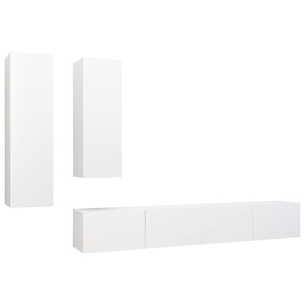vidaXL 4 Piece TV Cabinet Set White Engineered Wood